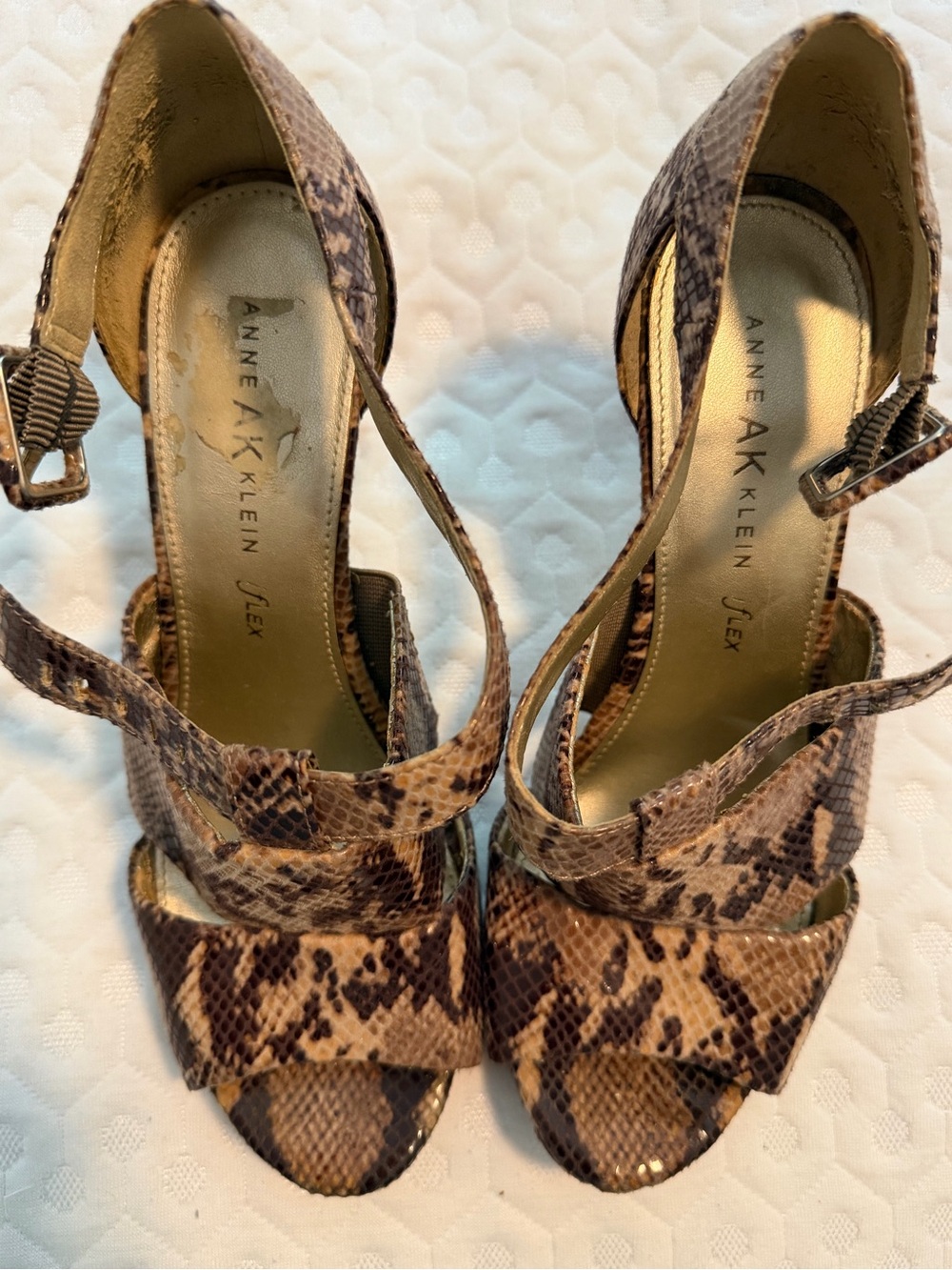 Anne Klein Taupe/Brown Snake-Print Slingback Heels - Picture 6 of 6